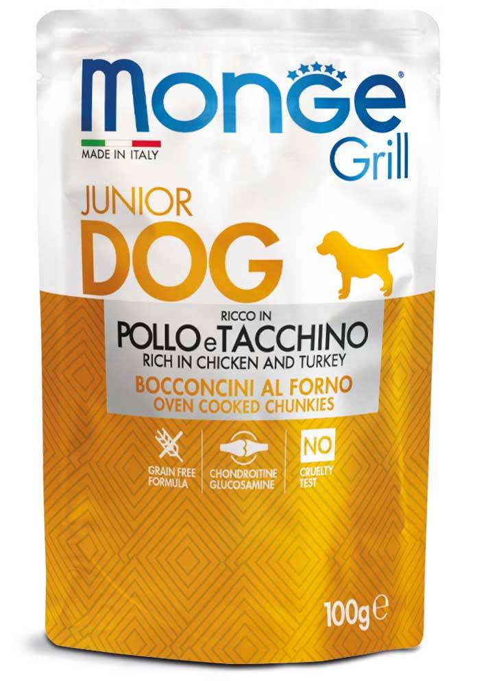 MONGE GRILL JUNIOR POLLO E TACCHINO BOCCONCINI AL FORNO