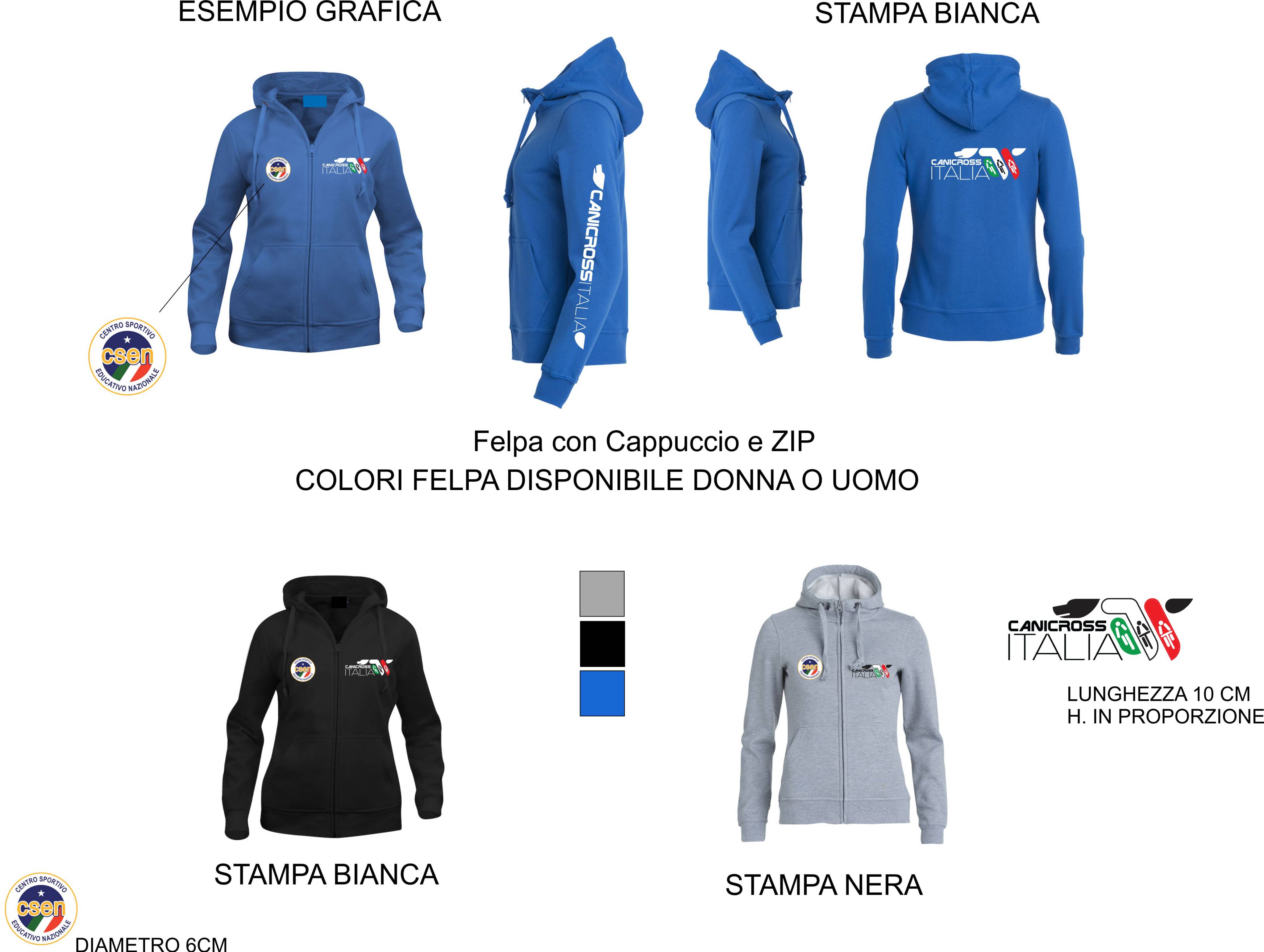 FELPA DONNA CON ZIP CANICROSS