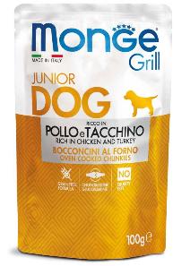 MONGE GRILL JUNIOR POLLO E TACCHINO BOCCONCINI AL FORNO