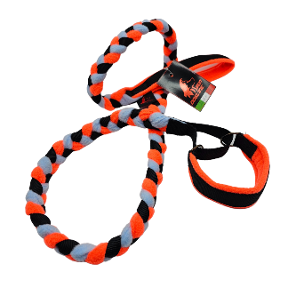 GUINZAGLIO TRECCIA PILE CON COLLARE